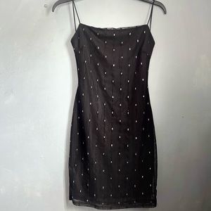 Noir black short size L dress with glittery spots